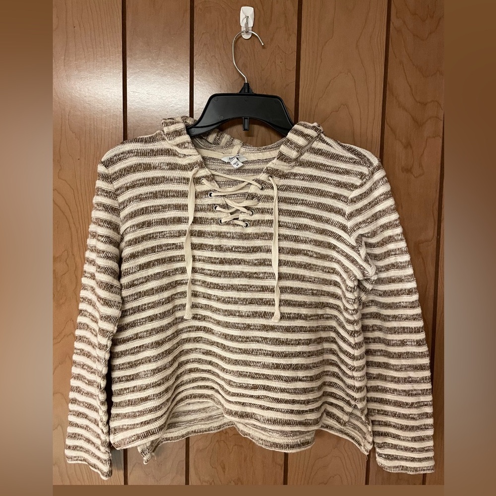 Striped Lace-Up Hoodie